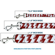 Dog Leash - Lightning Bolts Sketch Red/White
