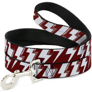 Dog Leash - Lightning Bolts Sketch Red/White