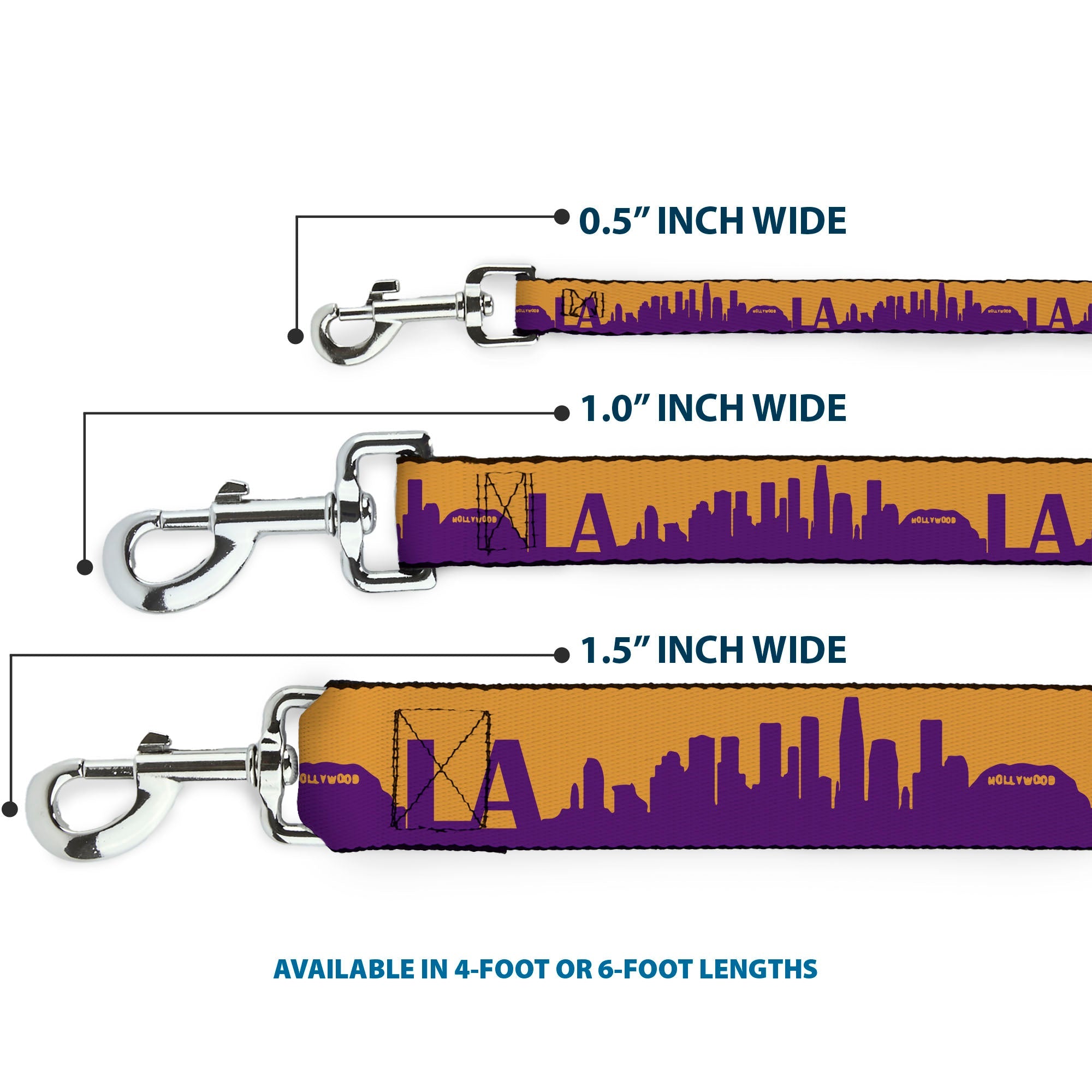 Dog Leash - Los Angeles Solid Skyline/LA Gold/Purple