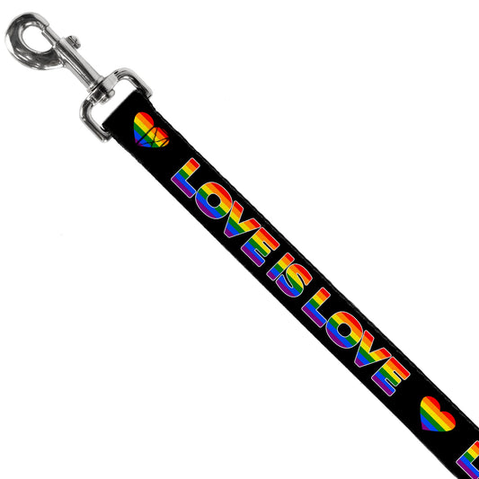 Dog Leash - LOVE IS LOVE/Heart Black/Rainbow