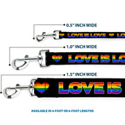 Dog Leash - LOVE IS LOVE/Heart Black/Rainbow