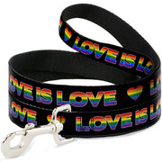 Dog Leash - LOVE IS LOVE/Heart Black/Rainbow