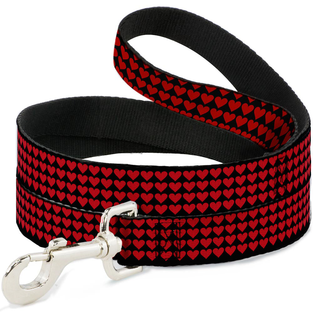 Dog Leash - Mini Hearts Black/Red