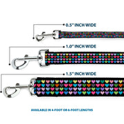 Dog Leash - Mini Hearts Black/Multi Color