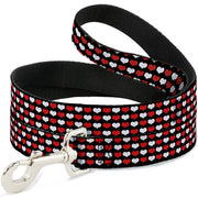 Dog Leash - Mini Hearts Black/Red/White