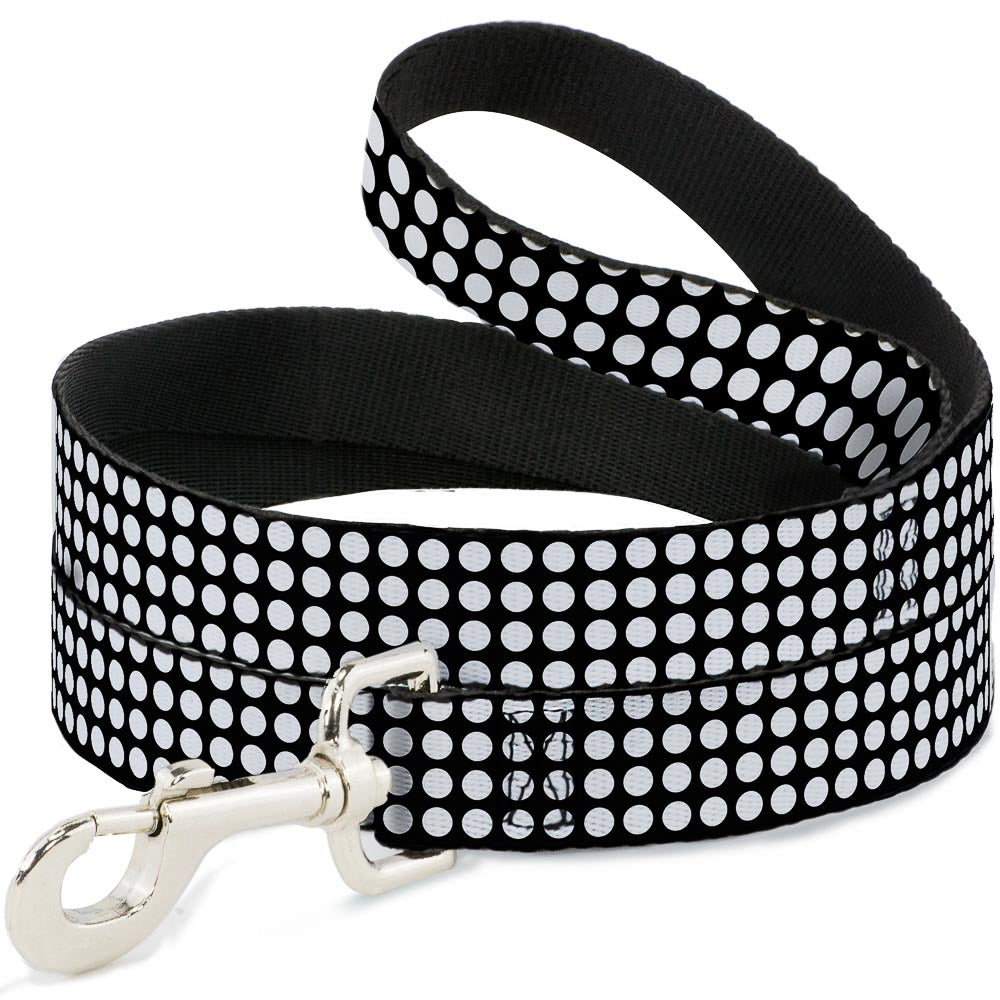 Dog Leash - Mini Polka Dots Black/White