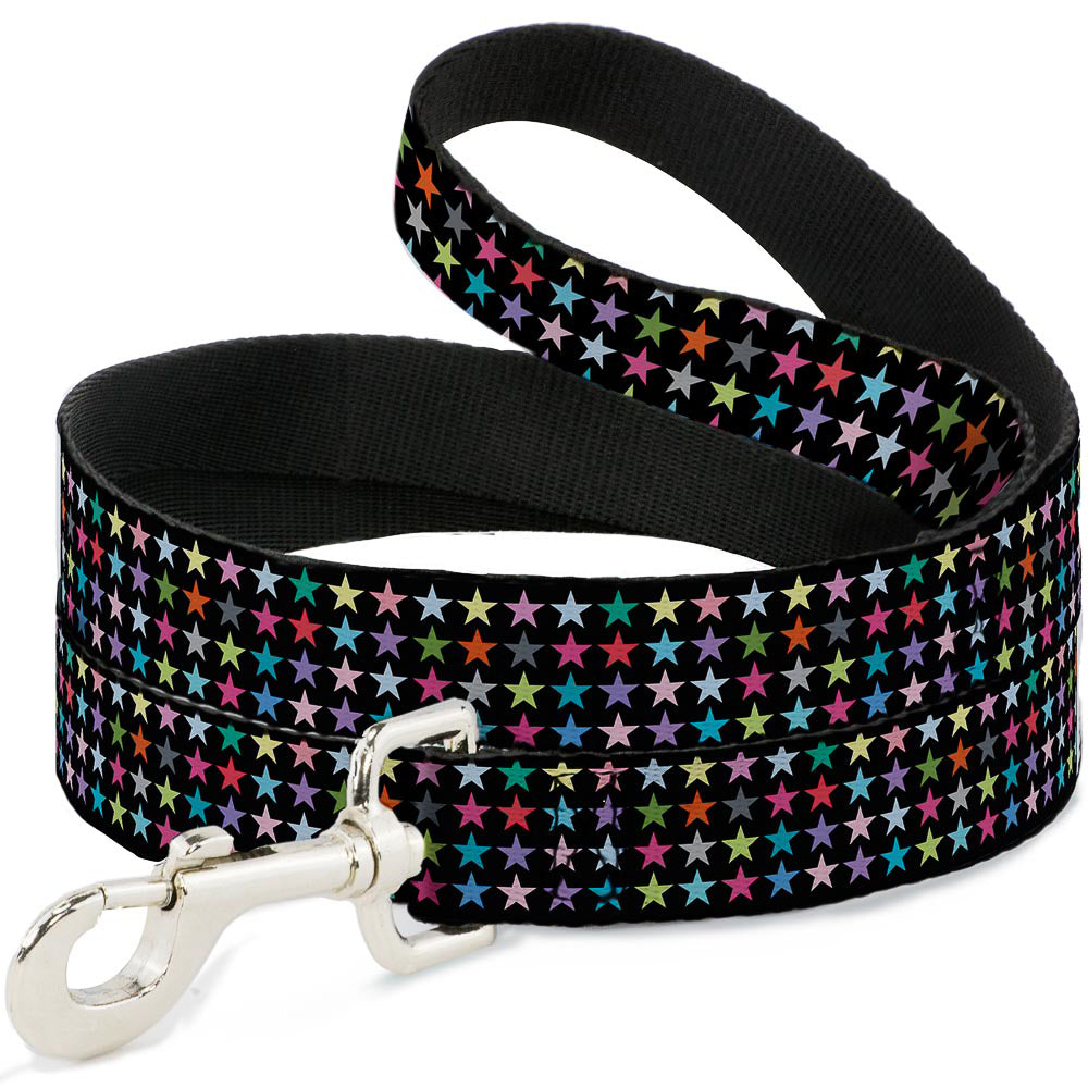 Dog Leash - Mini Stars Black/Multi Color