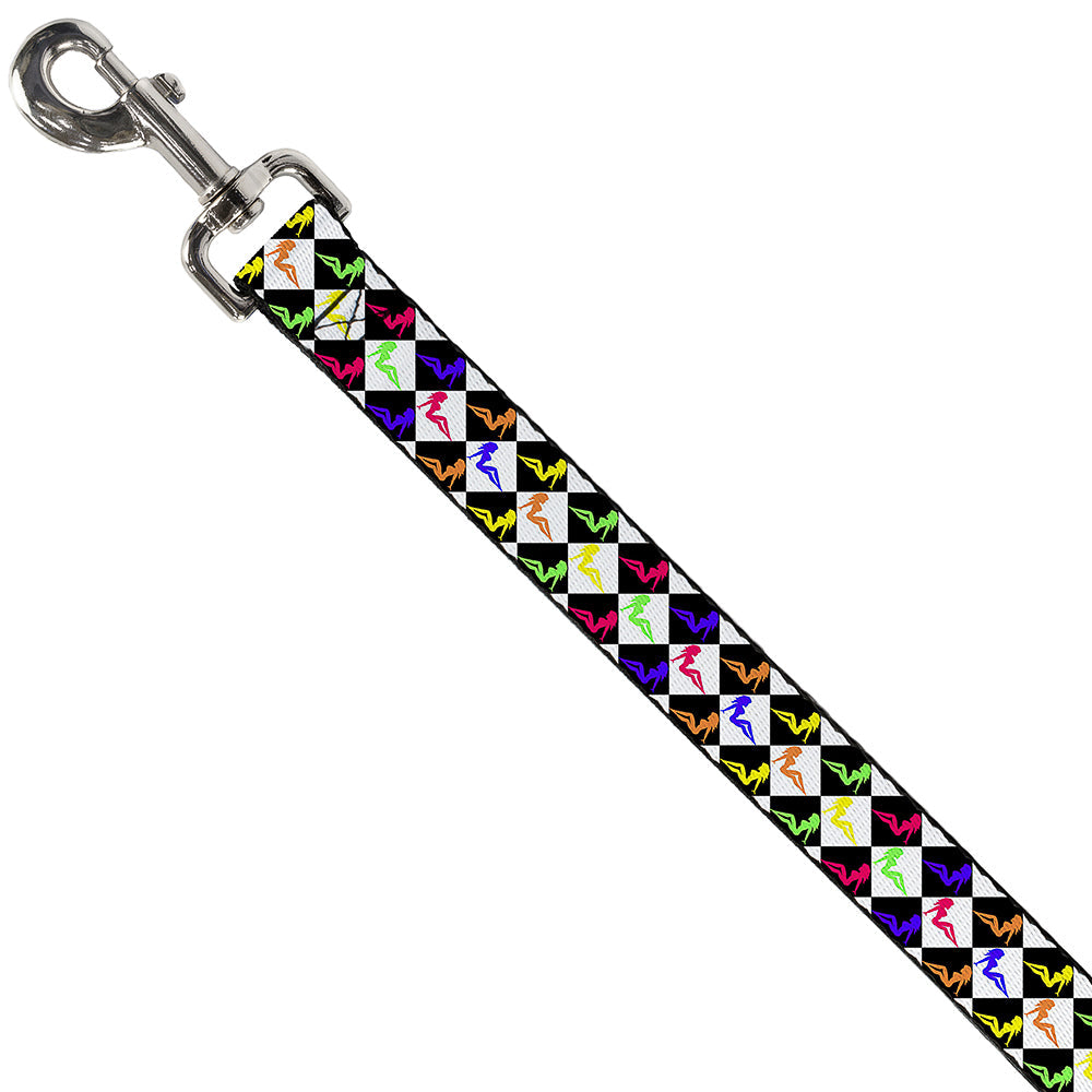 Dog Leash - Mud Flap Girl Diamonds Black/White/Multi Neon