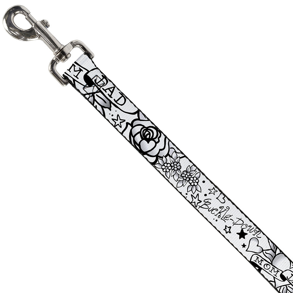 Dog Leash - Mom & Dad Black/White