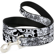 Dog Leash - Mom & Dad Black/White