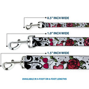 Dog Leash - Mom & Dad CLOSE-UP White