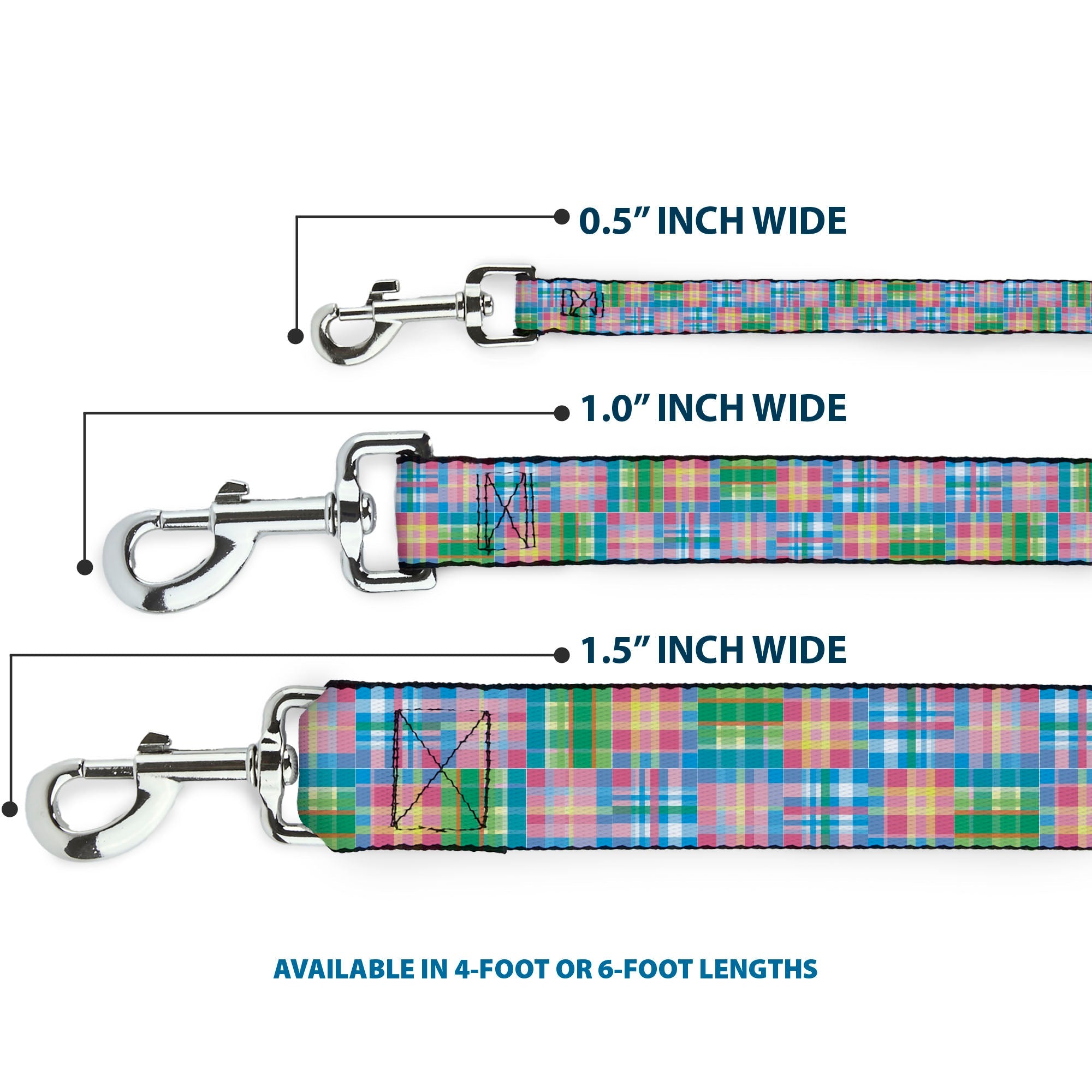 Dog Leash - Madras Plaid Pink