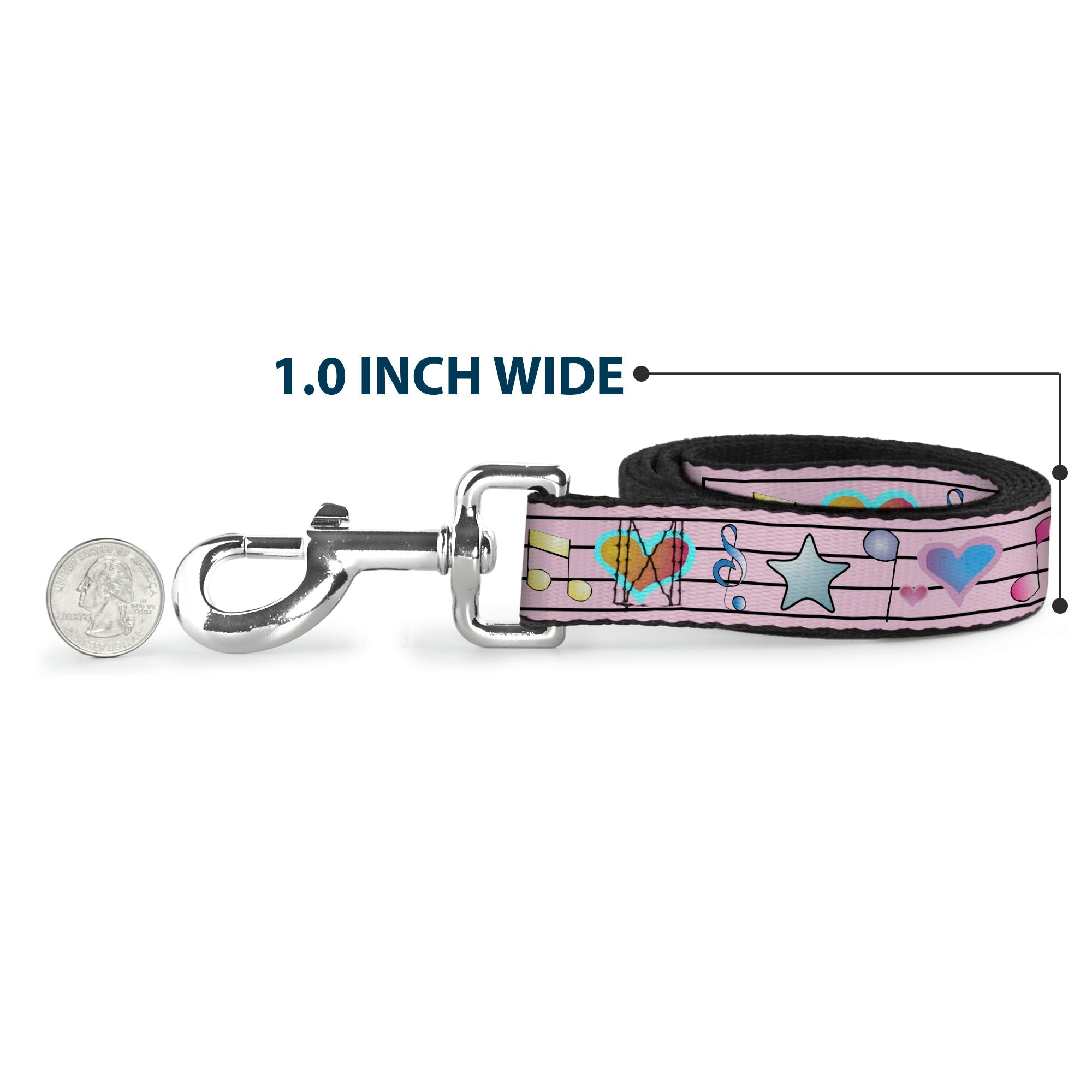 Dog Leash - Music Notes Pink