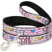 Dog Leash - Music Notes Pink