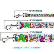 Dog Leash - Monsters White