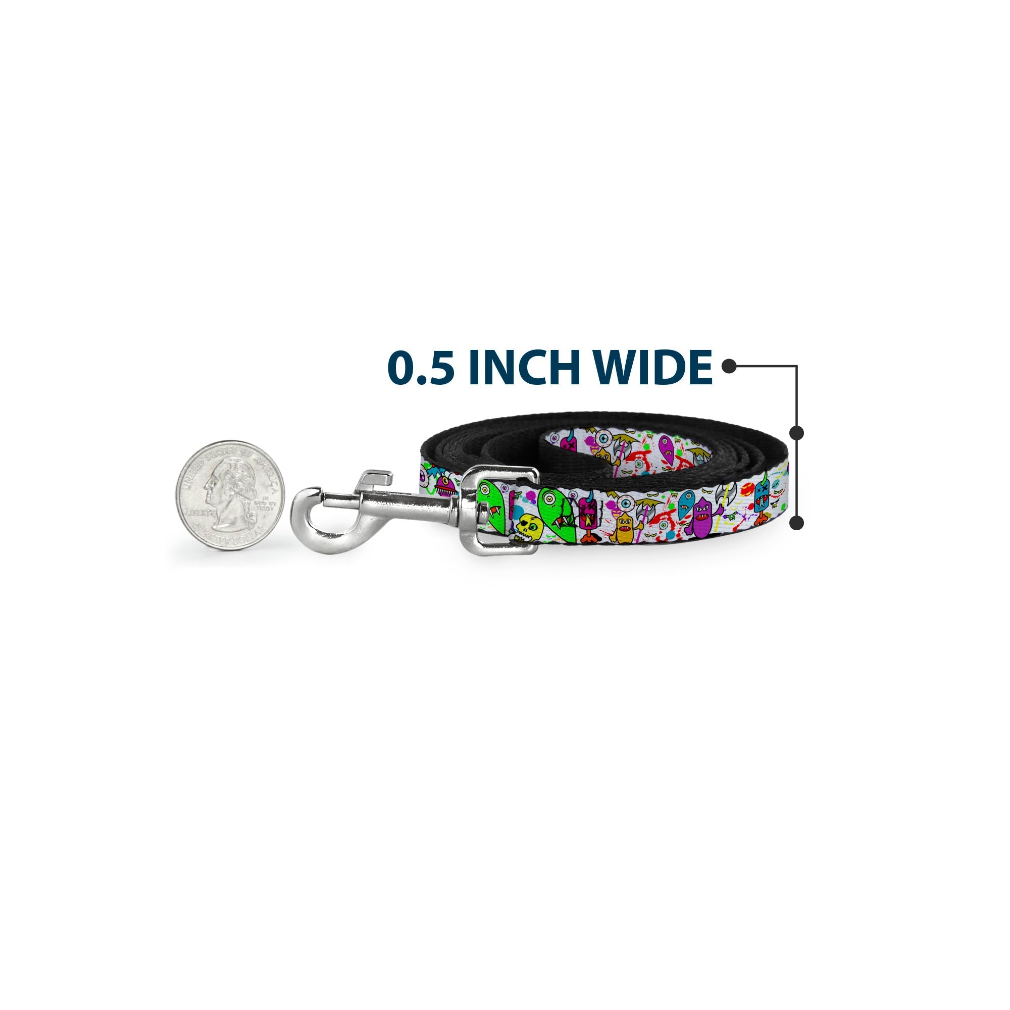 Dog Leash - Monsters White