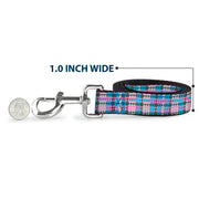 Dog Leash - Mini Houndstooth Gray/Baby Blue/Pink
