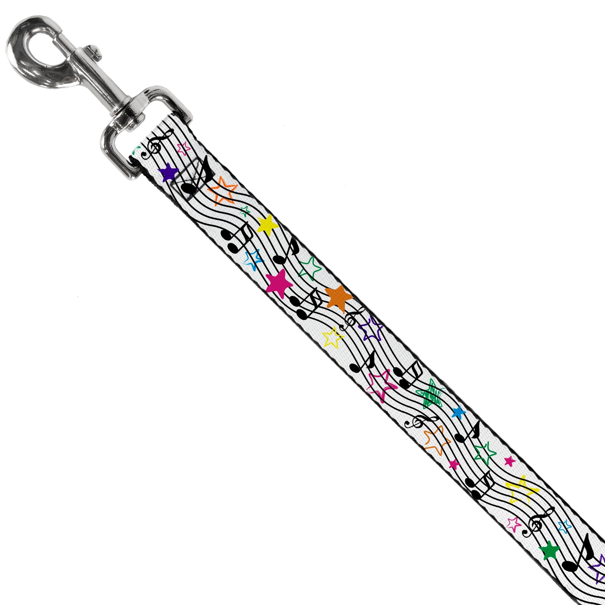Dog Leash - Music Notes Stars White/Black/Multi Color