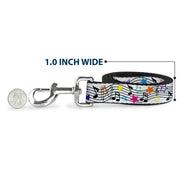 Dog Leash - Music Notes Stars White/Black/Multi Color