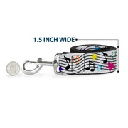 Dog Leash - Music Notes Stars White/Black/Multi Color