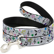 Dog Leash - Music Notes Stars White/Black/Multi Color