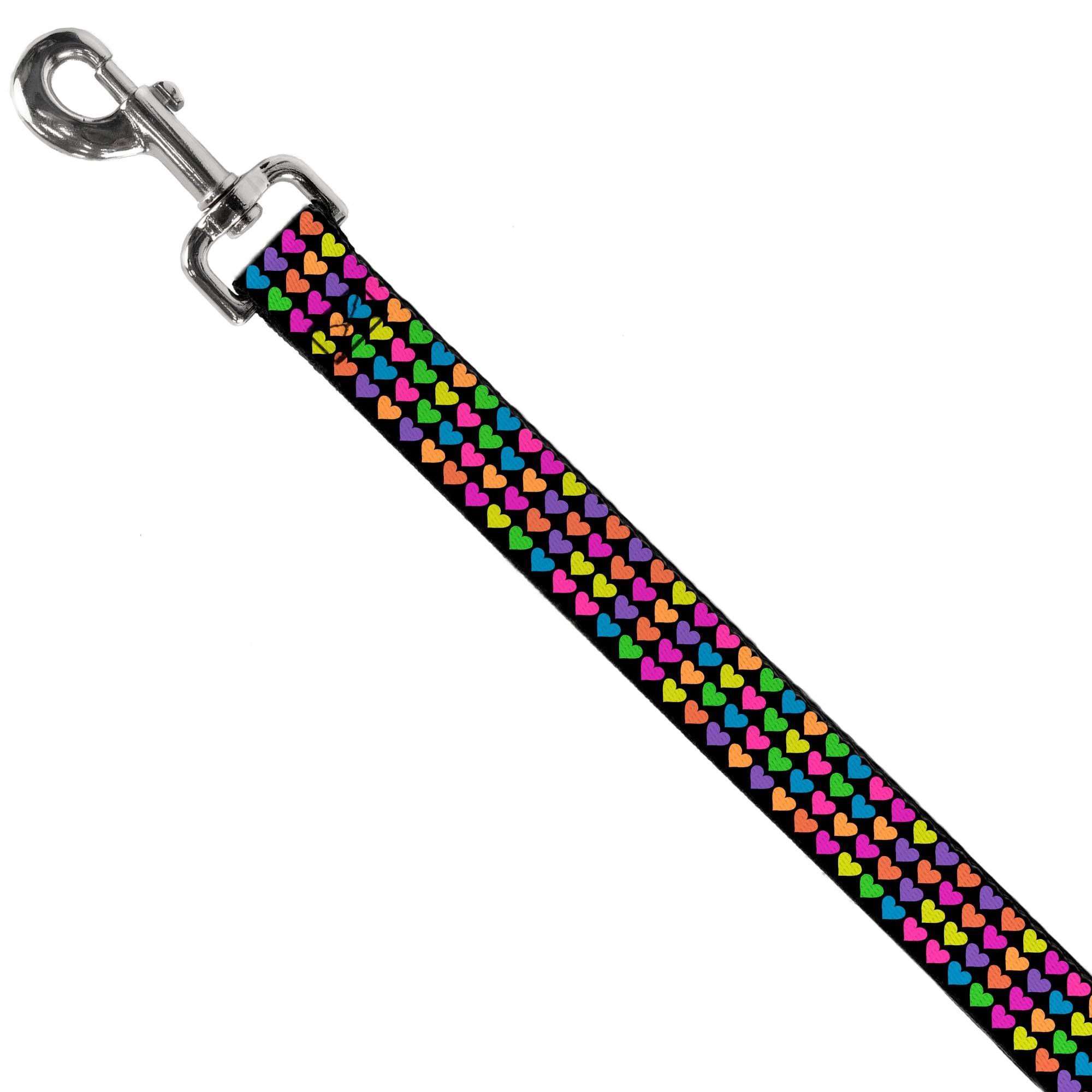 Dog Leash - Mini Hearts Black/Multi Neon