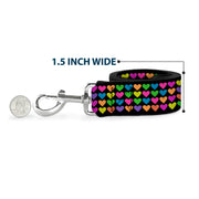 Dog Leash - Mini Hearts Black/Multi Neon
