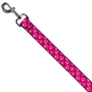 Dog Leash - Mini Peace Hearts Fuchsia/White