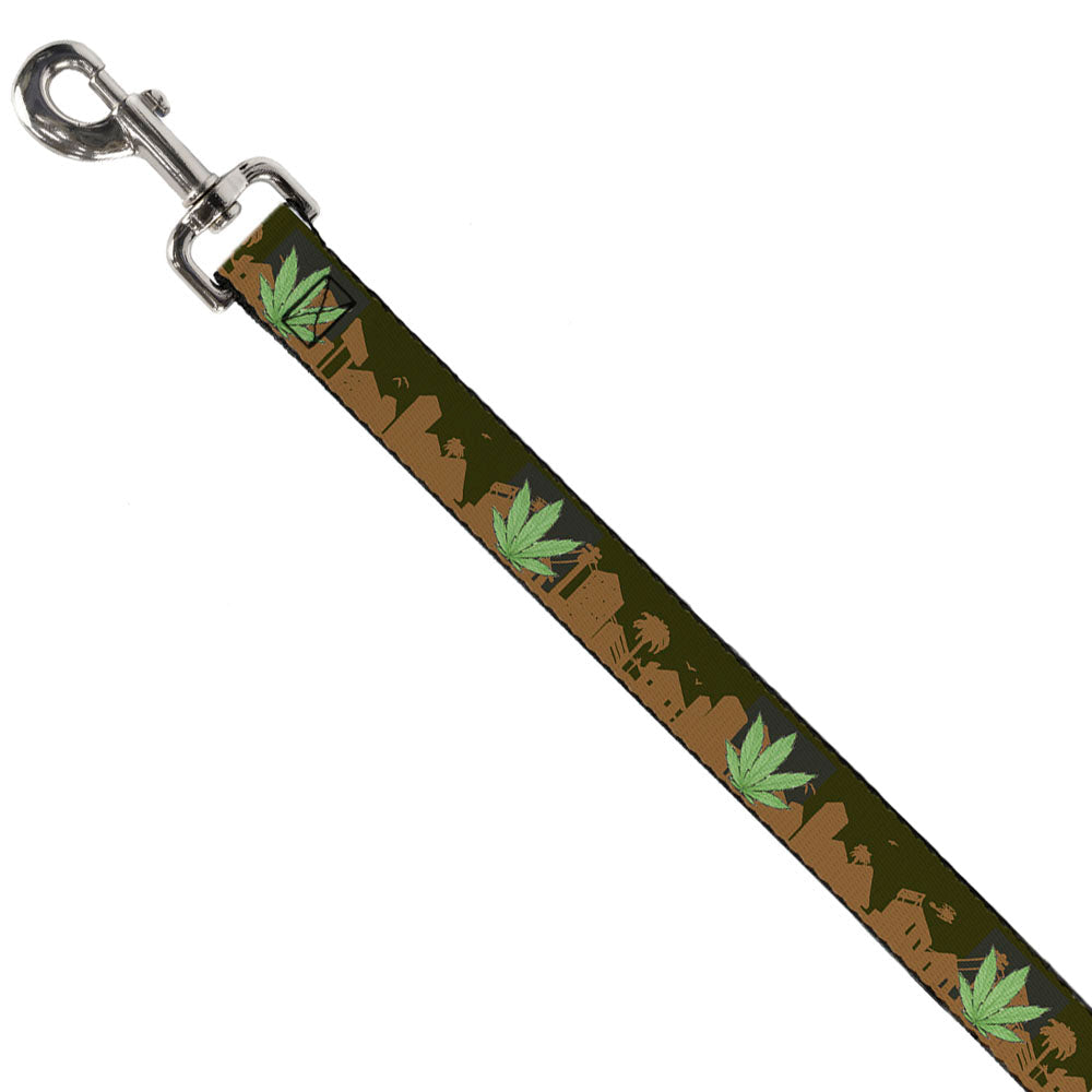 Buckle-Down Dog Leash - Marijuana Leaf Skyline