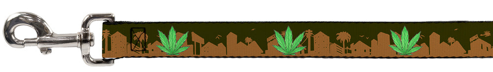 Buckle-Down Dog Leash - Marijuana Leaf Skyline