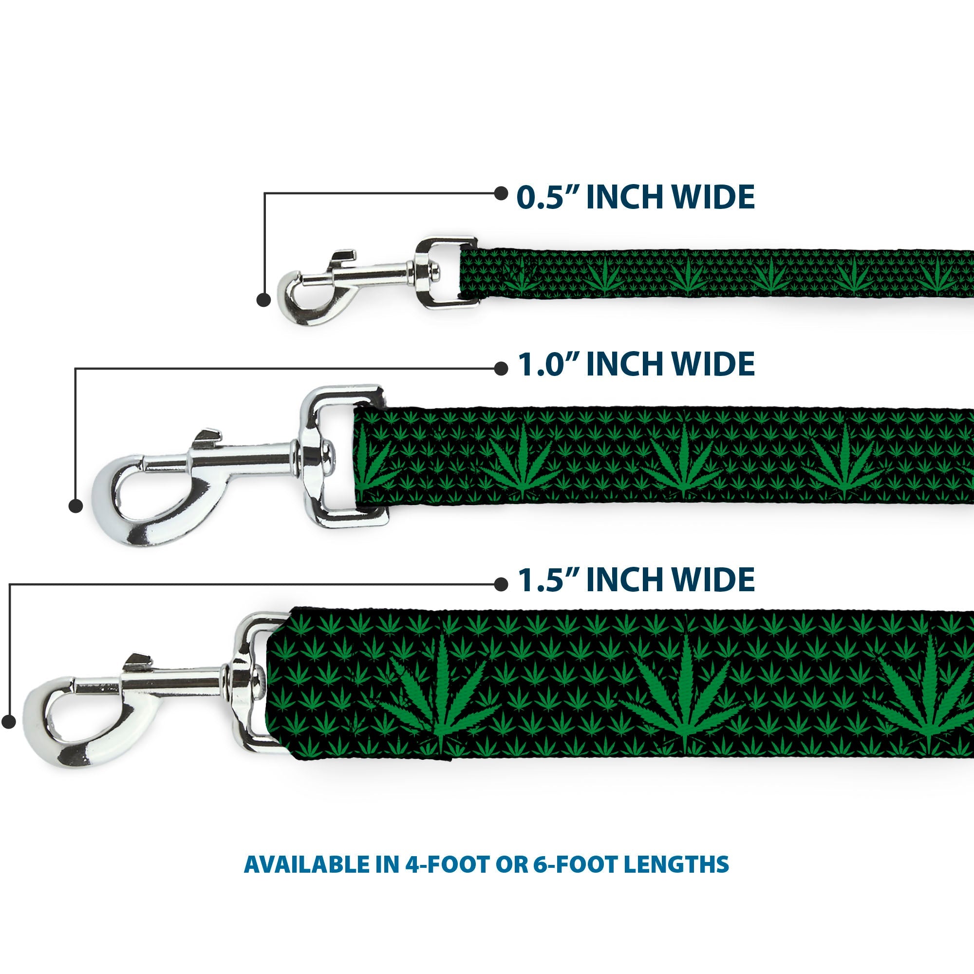 Buckle-Down Dog Leash - Marijuana Garden Black/Green