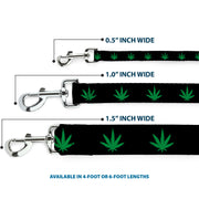 Buckle-Down Dog Leash - Marijuana Leaf Repeat Black/Green