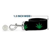 Buckle-Down Dog Leash - Marijuana Leaf Repeat Black/Green