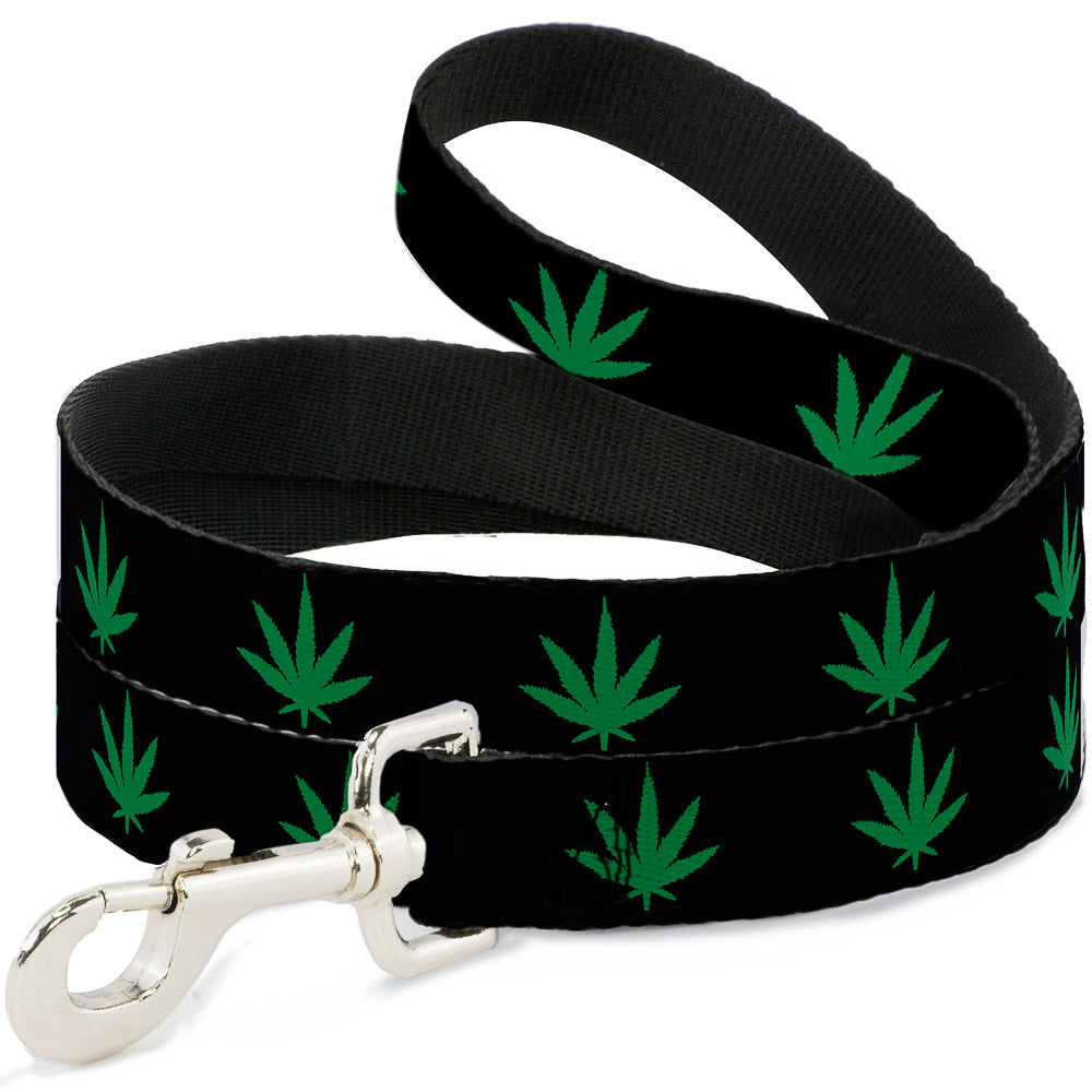Buckle-Down Dog Leash - Marijuana Leaf Repeat Black/Green