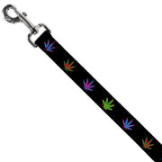 Buckle-Down Dog Leash - Marijuana Leaf Repeat Black/Multi Color