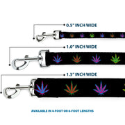 Buckle-Down Dog Leash - Marijuana Leaf Repeat Black/Multi Color
