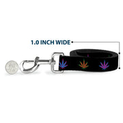 Buckle-Down Dog Leash - Marijuana Leaf Repeat Black/Multi Color