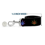 Buckle-Down Dog Leash - Marijuana Leaf Repeat Black/Multi Color