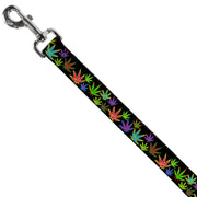 Buckle-Down Dog Leash - Multi Marijuana Leaves Black/Multi Color