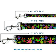 Buckle-Down Dog Leash - Multi Marijuana Leaves Black/Multi Color