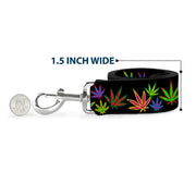 Buckle-Down Dog Leash - Multi Marijuana Leaves Black/Multi Color