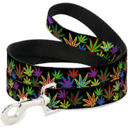 Buckle-Down Dog Leash - Multi Marijuana Leaves Black/Multi Color