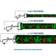 Buckle-Down Dog Leash - Marijuana Haze Rasta/Black