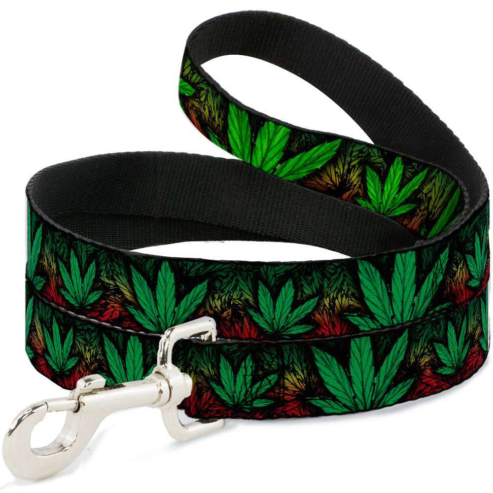 Buckle-Down Dog Leash - Marijuana Haze Rasta/Black
