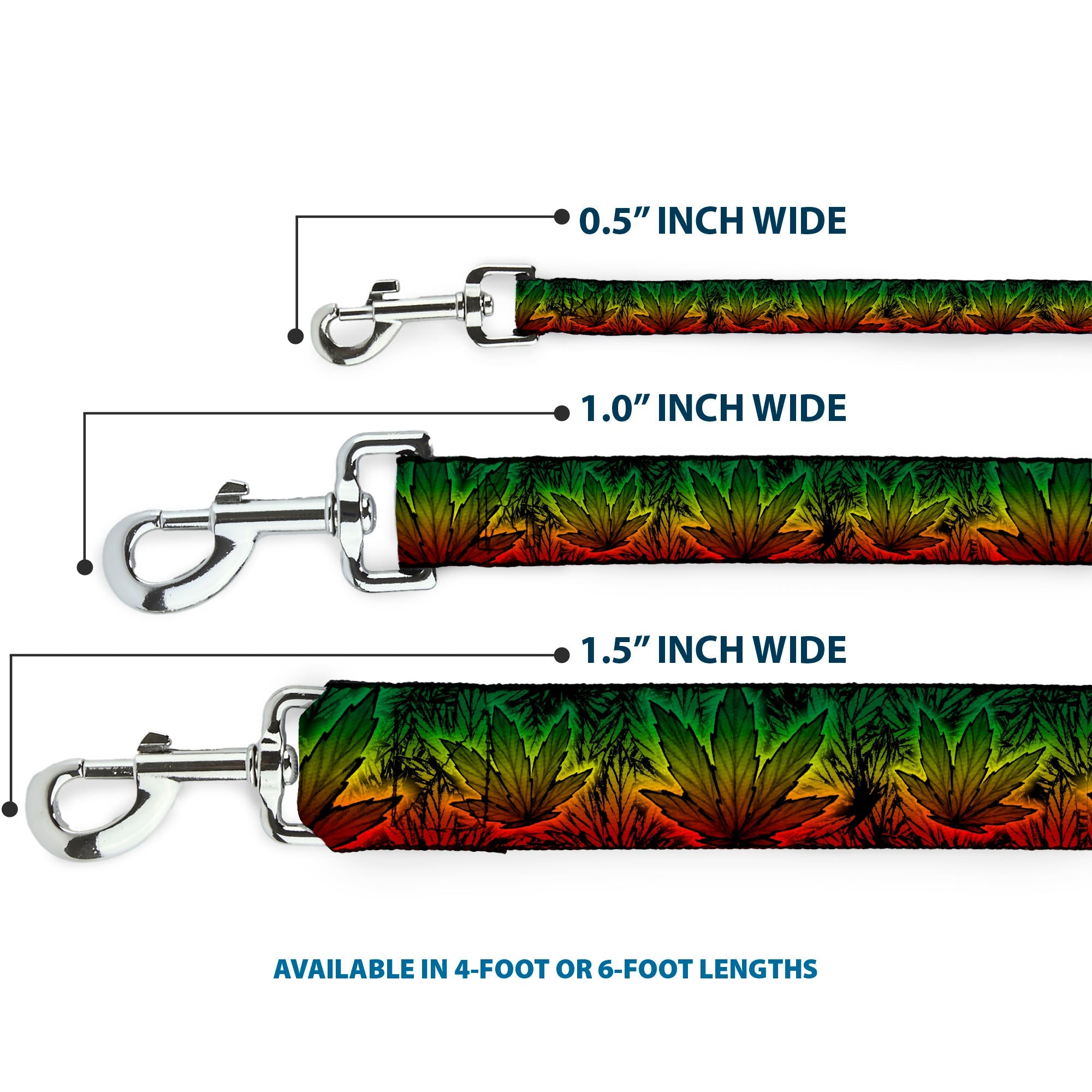 Buckle-Down Dog Leash - Marijuana Haze Rasta/Rasta