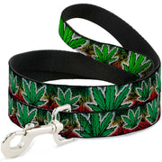 Buckle-Down Dog Leash - Marijuana Haze Rasta/White