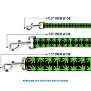 Buckle-Down Dog Leash - Marijuana Reflection Black/Yellow/Green