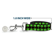 Buckle-Down Dog Leash - Marijuana Reflection Black/Yellow/Green