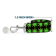 Buckle-Down Dog Leash - Marijuana Reflection Black/Yellow/Green