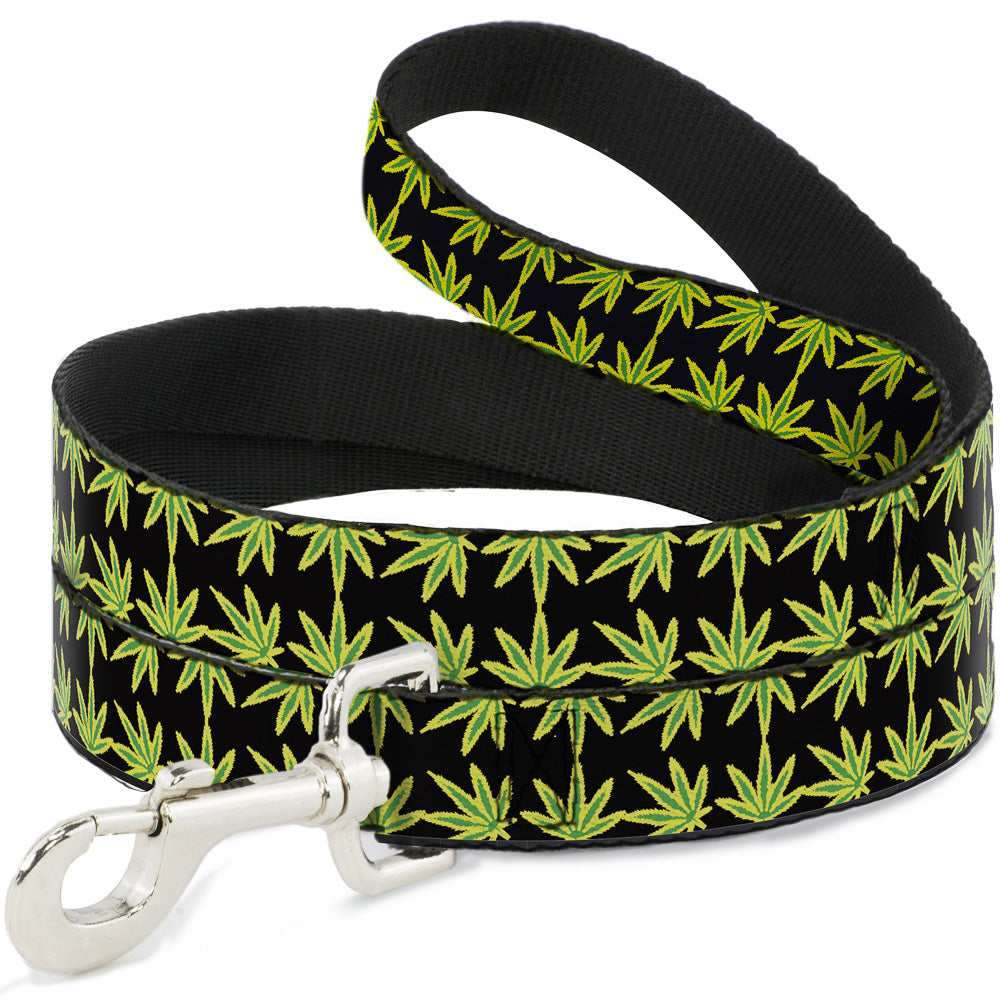 Buckle-Down Dog Leash - Marijuana Reflection Black/Yellow/Green